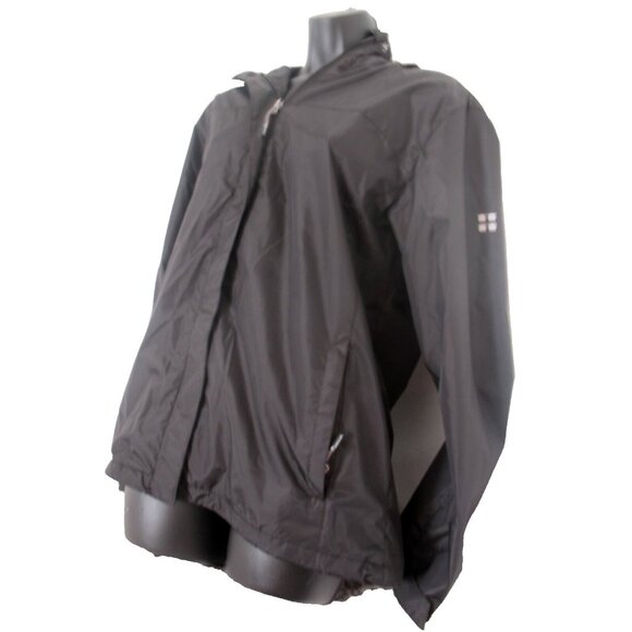 Swiss Alps Women’s Size L Waterproof Rain Jacket Wind Breaker Black Ck Measures - Picture 2 of 12